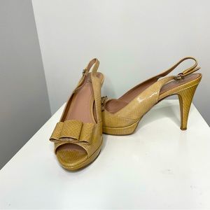 Vince Camuto Snake Patent Leather Platform Slingbacks